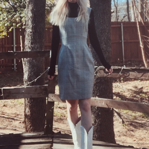 VTG Ellen Ashley houndstooth apron tie-back dress (4) - Picture 2 of 10